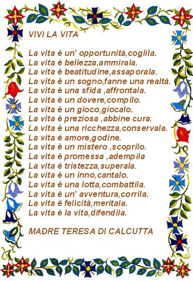 Poesie Di Natale Madre Teresa.Vivi La Vita Madre Teresa Di Calcutta Leggoerifletto
